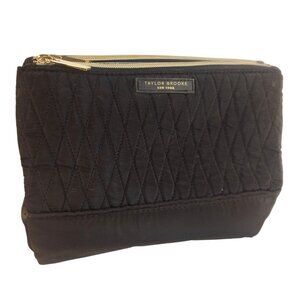 Taylor Brooke New York Quilted Black Makeup Bag With Dual Top Zippers & Compartm